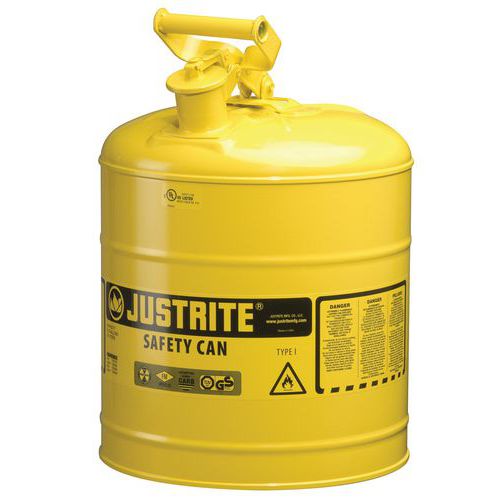 Bezpečnostná nádoba na horľaviny Justrite bez držiaka, žltá, 9 l