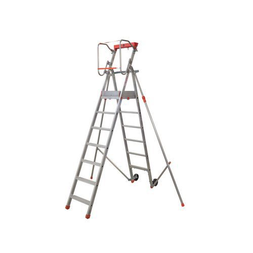 Pojazdný hliníkový plošinový rebrík Facal s držiakom, 7 stupňov