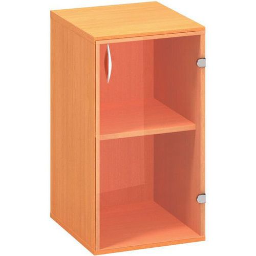 Nízke úzke skrine Alfa 500, 73,5 x 40 x 45,8 cm, so sklenenými dvierkami - pravé vyhotovenie