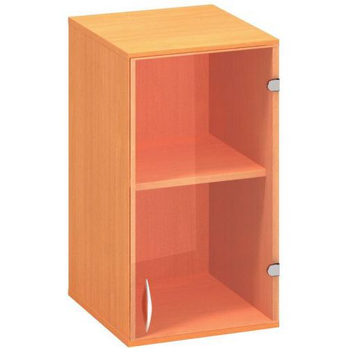 Prístavbové nízke úzke skrine Alfa 500, 71,7 x 40 x 45,8 cm, so sklenenými dvierkami - pravé vyhotovenie