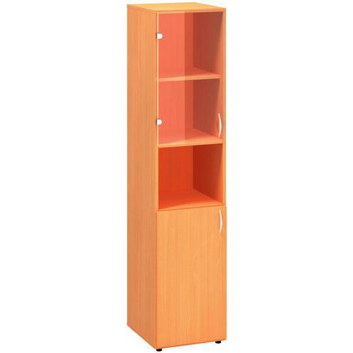 Vysoká úzka skriňa Alfa 500, 178 x 40 x 47 cm, s nikou a kombinovanými dvierkami - ľavé vyhotovenie