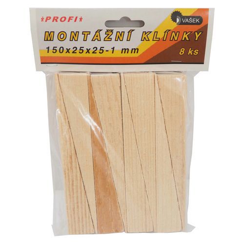 Klinky drevené, montážne, balenie 8 ks, 150 x 25 x 25 – 1 mm