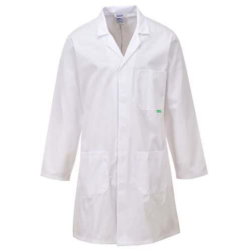 Antimikrobiálny laboratórny plášť, biela