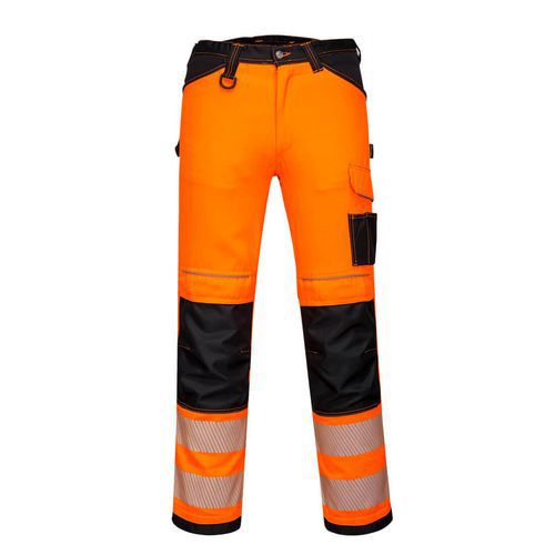 PW3 Hi-Vis Dámske elastické pracovné nohavice, čierna/oranžová