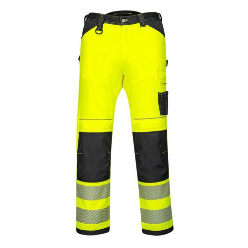 PW3 Hi-Vis Dámske elastické pracovné nohavice, čierna/žltá