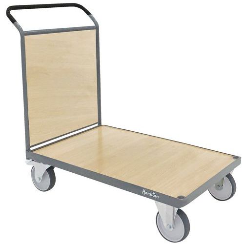Plošinové vozíky s držadlom s drevenou výplňou Manutan Expert, do 500 kg, TPR kolesá