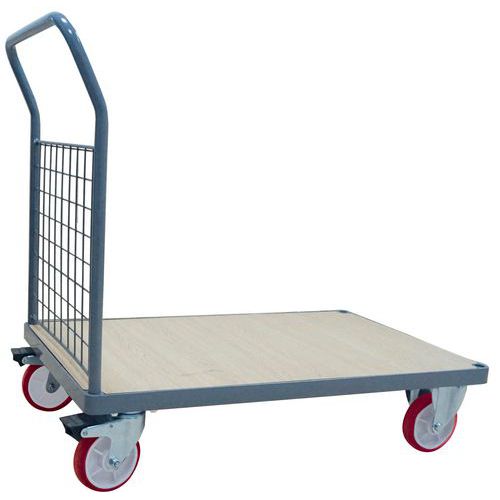 Plošinové vozíky s držadlom s mrežovou výplňou Manutan Expert, do 500 kg, PU kolesá