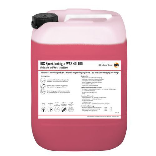 Špeciálna čistiaca kvapalina IBS WAS 40.100, na dielenské podlahy, 20 l