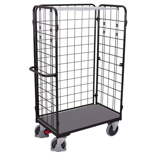 Vysoké policové vozíky s 3 mrežovými bočnicami, do 400 - 500 kg, 1 polica