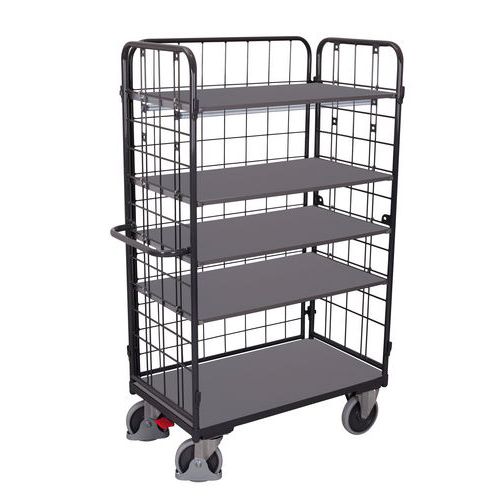 Policové vozíky s 3 mrežovými stenami, 5 políc, do 400 - 500 kg