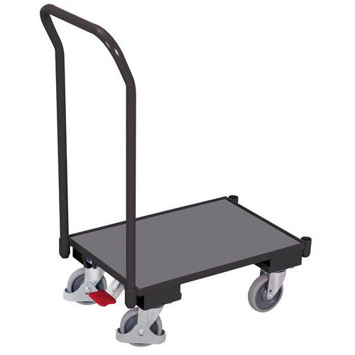 Plošinové vozíky Euro s madlom, do 250 kg, hrana 10 mm, 74 x 41,5 x 100 cm