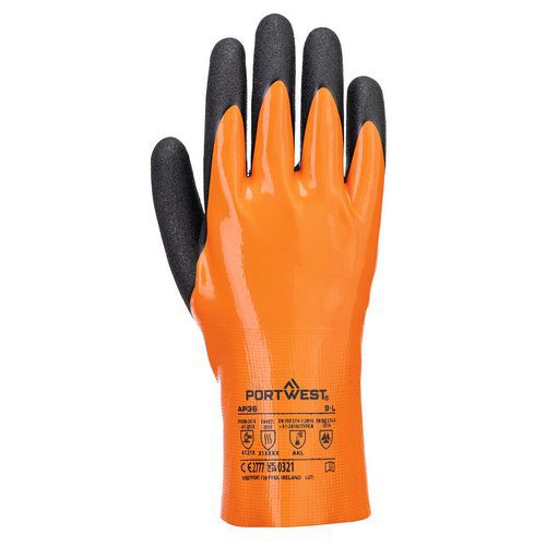 Dvojitá nitrilová rukavica Grip 15, čierna/oranžová