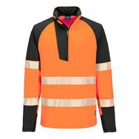 PW3 Hi-Vis mikina 1/4 zips, čierna/oranžová