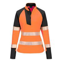 PW3 Hi-Vis Dámska mikina 1/4 zips, čierna/oranžová