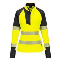 PW3 Hi-Vis Dámska mikina 1/4 zips, čierna/žltá