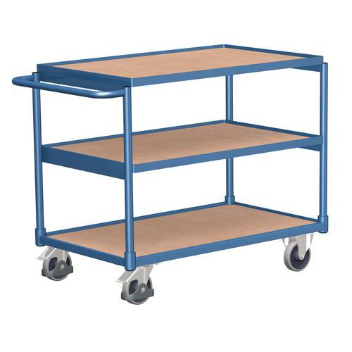 Policové vozíky s madlom, do 250 kg, 3 police