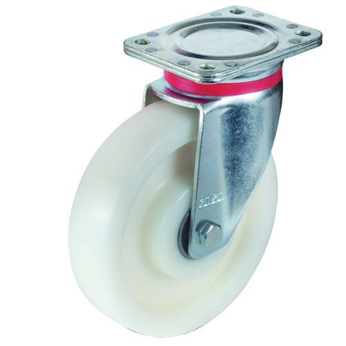 Nylonové transportné koleso s prírubou, priemer 200 mm, otočné, valivé ložisko