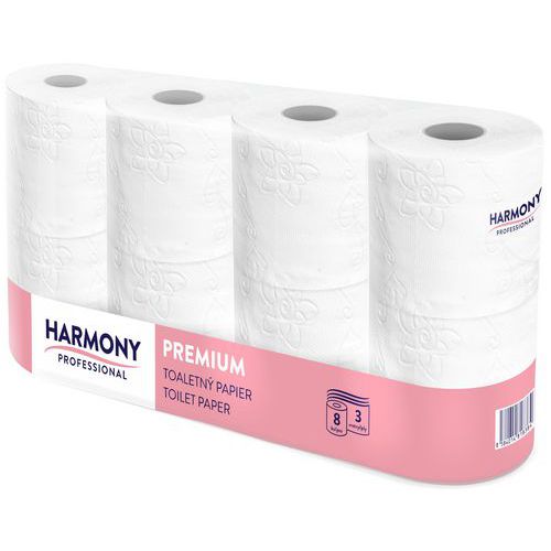 Toaletný papier Harmony Professional 2-vrstvový, 250 útržkov, biely, 8 ks