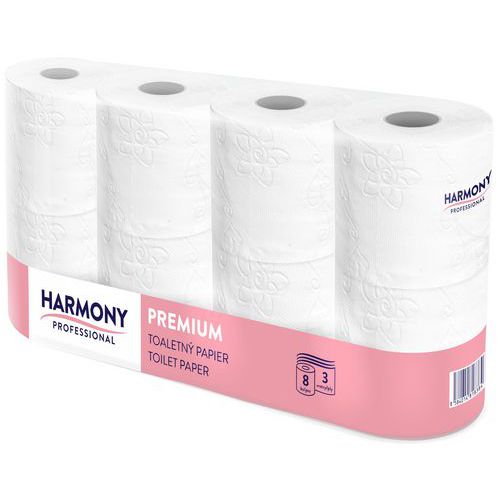 Toaletný papier Harmony Professional 2-vrstvový, 250 útržkov, biely, 8 ks Toaletný papier Harmony Professional 2-vrstvový, 250 útržkov, biely, 8 ks