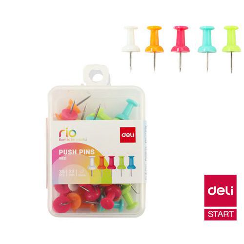 Připínáčky DELI box 35ks barevné Připínáčky DELI box 35ks barevné