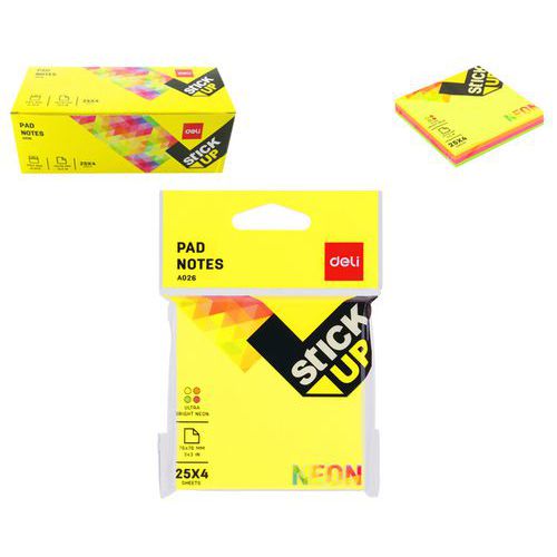 Bloček samolepící DELI STICK UP 76 x 76mm 4x 25l NEON Bloček samolepící DELI STICK UP 76 x 76mm 4x 25l NEON