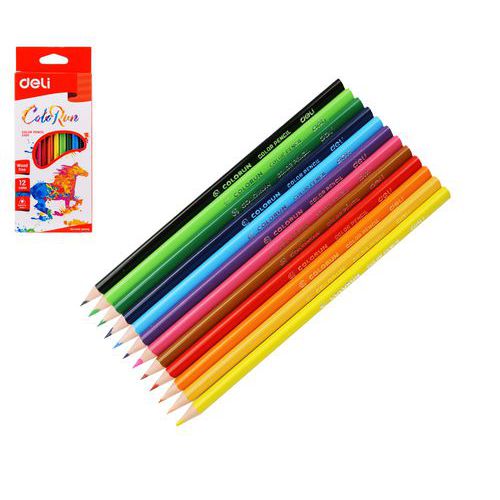 Pastelky DELI trojhranné ColoRun bezdřevé 12 barev Pastelky DELI trojhranné ColoRun bezdřevé 12 barev