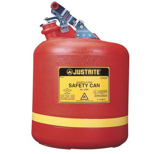 Plastová bezpečnostná nádoba na horľaviny Justrite, červená, 2 l