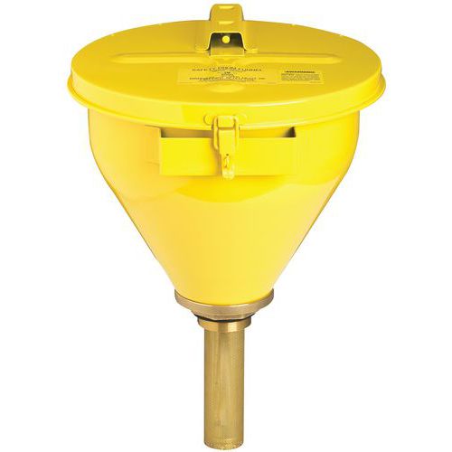 Kovové lieviky Justrite s vekom na horľavé látky, priemer 27 cm, dĺžka 82 cm Kovové lieviky Justrite s vekom na horľavé látky, priemer 27 cm, dĺžka 82 cm