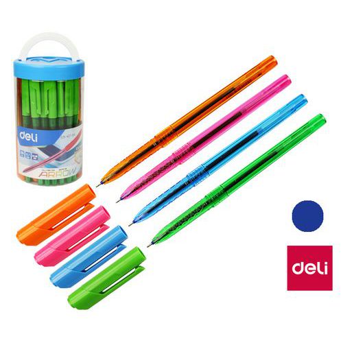 Guľôčkové perá jednorazové DELI ARROW vivid, 50 ks Guľôčkové perá jednorazové DELI ARROW vivid, 50 ks