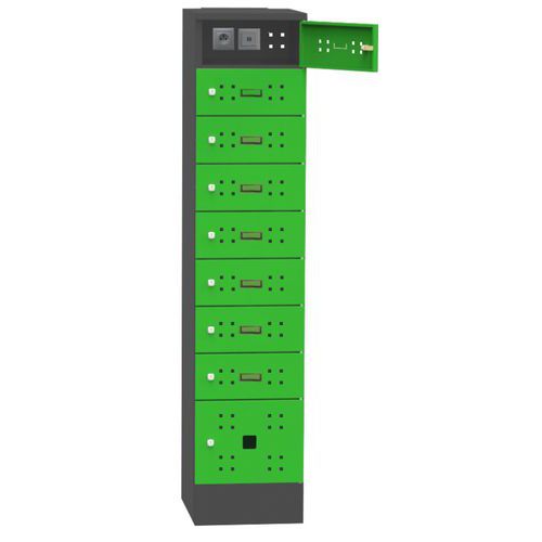 Skriňa na dobíjanie mobilných zariadení Olivia, SCHUKO, USB port, 8 boxov Skriňa na dobíjanie mobilných zariadení Olivia, SCHUKO, USB port, 8 boxov